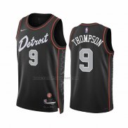 Maglia Detroit Pistons Ausar Thompson #9 Citta 2023-24 Nero