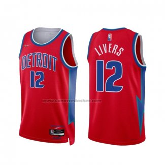 Maglia Detroit Pistons Isaiah Livers NO 12 Citta 2021-22 Rosso