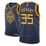 Maglia Golden State Warriors Kevin Durant #35 Citta 2018-19 Blu