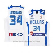 Maglia Grecia Giannis Antetokounmpo #34 2019 FIBA Baketball World Cup Bianco