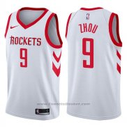 Maglia Houston Rockets Zhou Qi #9 Swingman Association 2017-18 Bianco