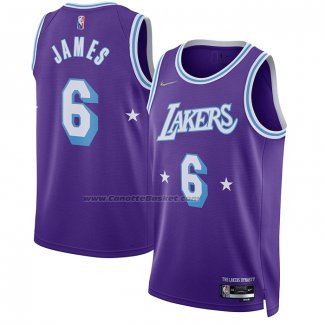 Maglia Los Angeles Lakers LeBron James NO 6 Citta Edition 2021-22 Verde