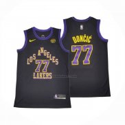 Maglia Los Angeles Lakers Luka Doncic No 77 Citta 2024-25 Nero