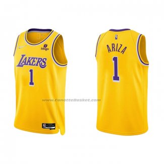 Maglia Los Angeles Lakers Trevor Ariza NO 1 75th Anniversary 2021-22 Giallo