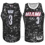 Maglia Luci Della Citta Miami Heat Dwyane Wade #3 Nero
