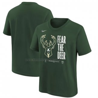 Maglia Manica Corta Milwaukee Bucks 2023 NBA Playoffs Mantra Verde