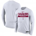 Maglia Manica Lunga Cleveland Cavaliers Practice Performance 2022-23 Bianco