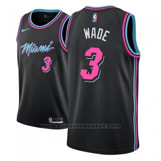 Maglia Miami Heat Dwyane Wade #3 Citta 2018-19 Nero