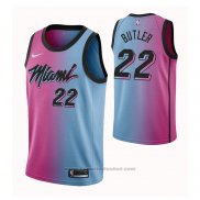 Maglia Miami Heat Jimmy Butler #22 Citta 2020-21 Blu Rosa