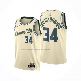 Maglia Milwaukee Bucks Giannis Antetokounmpo No 34 Citta 2025-26 Crema