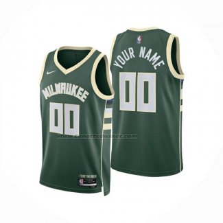 Maglia Milwaukee Bucks Personalizzate Icon 2024-25 Verde