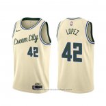 Maglia Milwaukee Bucks Robin Lopez #42 Citta 2019-20 Crema