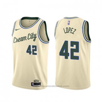 Maglia Milwaukee Bucks Robin Lopez #42 Citta 2019-20 Crema