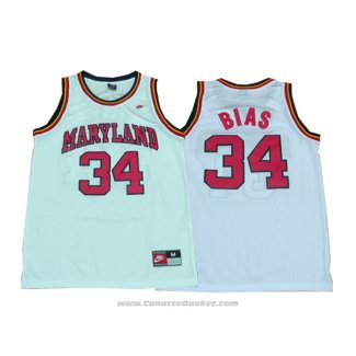 Maglia NCAA Maryland Len Bias #34 Bianco