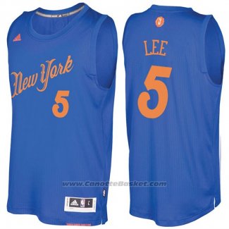Maglia Natale 2016 New York Knicks Courtney Lee #5 Blu