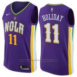 Maglia New Orleans Pelicans Holiday #11 Citta 2017-18 Viola