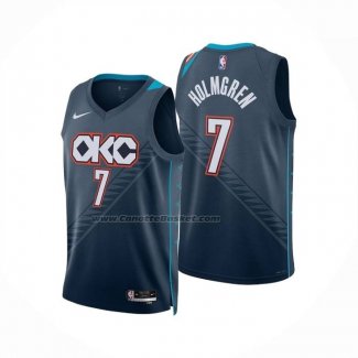 Maglia Oklahoma City Thunder Chet Holmgren No 7 Citta 2025-26 Blu