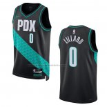 Maglia Portland Trail Blazers Damian Lillard #0 Citta 2022-23 Nero