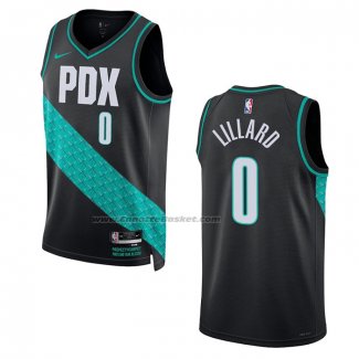 Maglia Portland Trail Blazers Damian Lillard #0 Citta 2022-23 Nero