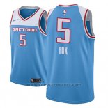 Maglia Sacramento Kings De'aaron Fox #5 Citta 2018-19 Blu