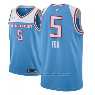 Maglia Sacramento Kings De'aaron Fox #5 Citta 2018-19 Blu