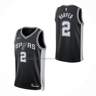 Maglia San Antonio Spurs Dylan Harper No 2 Icon 2025-26 Nero