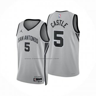 Maglia San Antonio Spurs Stephon Castle No 5 Statement 2025-26 Grigio
