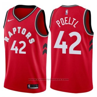 Maglia Toronto Raptors Jakob Poeltl #42 Icon 2017-18 Rosso