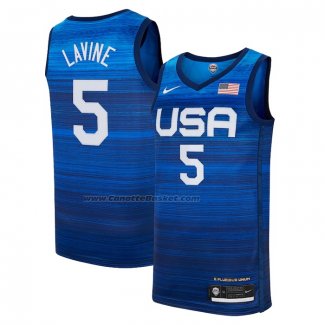 Maglia USA 2021 Zach LaVine NO 5 Blu