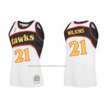 Maglia Atlanta Hawks Dominique Wilkins NO 21 Mitchell & Ness 1986-87 Bianco