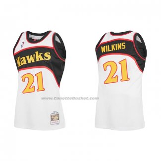 Maglia Atlanta Hawks Dominique Wilkins NO 21 Mitchell & Ness 1986-87 Bianco