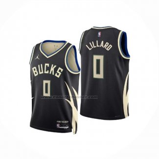 Maglia Bambino Milwaukee Bucks Damian Lillard #0 Statement 2022-23 Nero