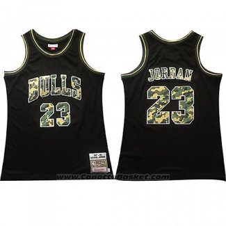 Maglia Chicago Bulls Michael Jordan #23 Camuffamento Nero