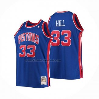Maglia Detroit Pistons Grant Hill No 33 Mitchell & Ness 1995-96 Blu