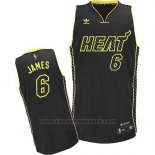 Maglia Elettricita Moda Miami Heat Lebron James #6 Nero