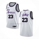 Maglia Los Angeles Lakers LeBron James #23 Citta 2022-23 Bianco
