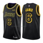 Maglia Los Angeles Lakers LeBron James NO 6 Citta 2021-22 Nero