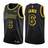 Maglia Los Angeles Lakers LeBron James NO 6 Citta 2021-22 Nero