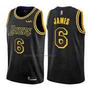 Maglia Los Angeles Lakers LeBron James NO 6 Citta 2021-22 Nero