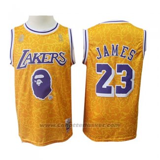 Maglia Los Angeles Lakers Lebron James #23 Mitchell & Ness Giallo