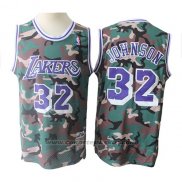 Maglia Los Angeles Lakers Magic Johnson #32 Camuffamento Verde