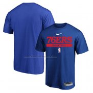 Maglia Manica Corta Philadelphia 76ers Practice Performance 2022-23 Blu