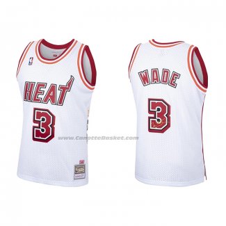 Maglia Miami Heat Dwyane Wade NO 3 Hardwood Classics Bianco