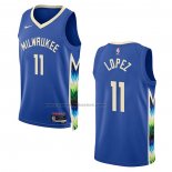 Maglia Milwaukee Bucks Brook Lopez #11 Citta 2022-23 Blu