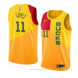 Maglia Milwaukee Bucks Brook Lopez #11 Citta 2018-19 Giallo