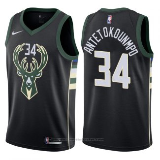 Maglia Milwaukee Bucks Giannis Antetokounmpo #34 2017-18 Nero