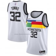 Maglia Minnesota Timberwolves Karl-Anthony Towns #32 Citta 2022-23 Bianco