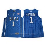 Maglia NCAA Duke Blue Devils Kyrie Irving #1 Blu