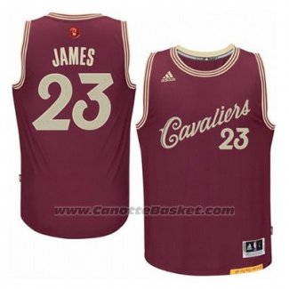 Maglia Natale 2015 Cleveland Cavaliers LeBron James #23 Rosso