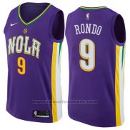 Maglia New Orleans Pelicans Rondo #9 Citta 2017-18 Viola